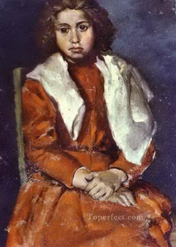  detalle Lienzo - Detalle de la niña descalza 1895 Pablo Picasso